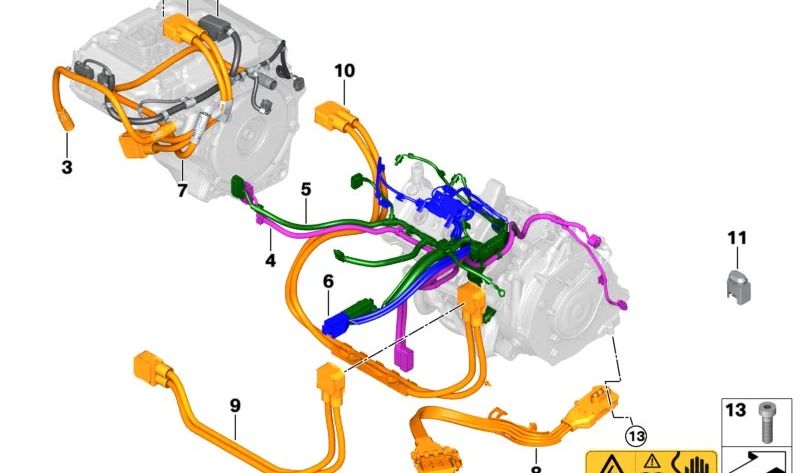 Fiação do motor OEM 12518653789 para BMW i3 (i01). BMW original.