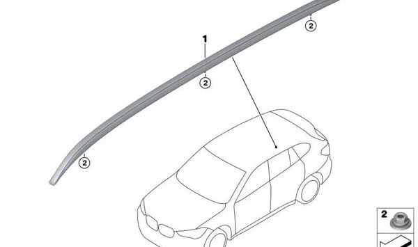 Baca de techo en negro brillante OEM 51137410466 para BMW F48 (X1). Original BMW