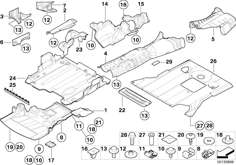 Protettore termico del sistema di scarico OEM 51718232622 per BMW 3 E46 (318d, 320CD, 318TD). Compatibile con versioni manuali e automatiche. BMW originale.