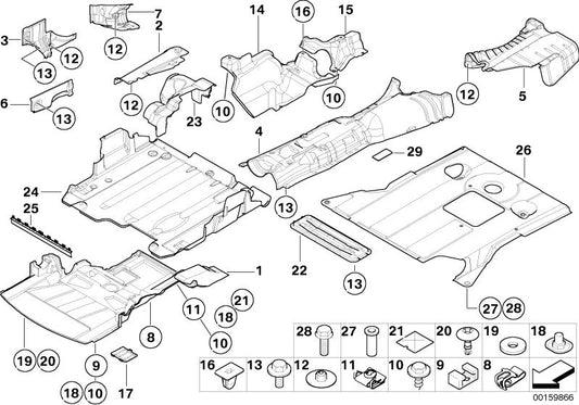 Protettore termico del sistema di scarico OEM 51718232622 per BMW 3 E46 (318d, 320CD, 318TD). Compatibile con versioni manuali e automatiche. BMW originale.