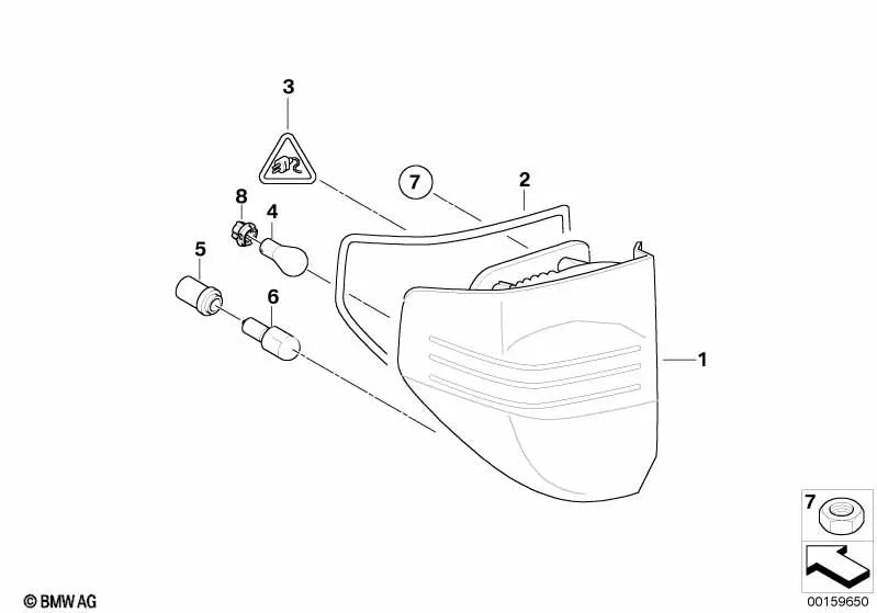 Rear side light gasket for BMW X3 E83N (OEM 63213448997). Original BMW