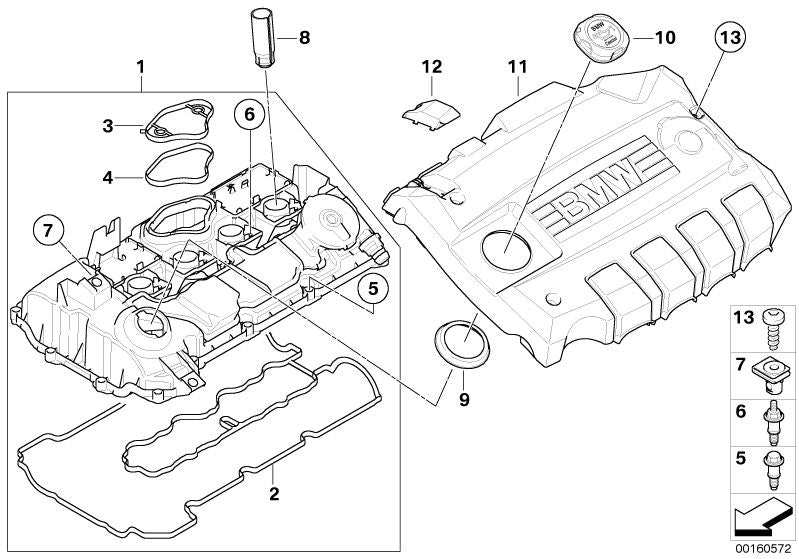 Junta de tapa de balancines OEM 11127567179 para BMW E81, E82, E87, E88, E90, E91, E92, E93, E60, E61. Original BMW.