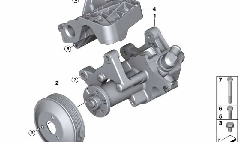 Bomba de dirección asistida OEM 32416796459 para BMW E70, E71. Original BMW.