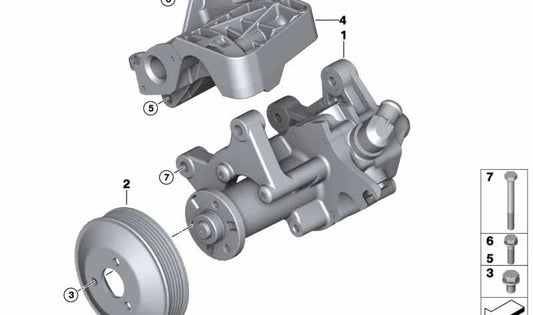 Bomba de dirección asistida OEM 32416781009 para BMW E70 (X5 3.0d, 3.0sd) y E71 (X6 xDrive30d, xDrive35d). Compatible con motores M57S y M57Y. Original BMW.
