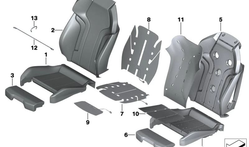 Funda respaldo asiento deportivo izquierdo cuero OEM 52108067167 para BMW F97, F97N, F98, F98N. Original BMW.