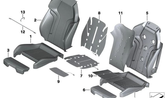 Funda respaldo asiento deportivo izquierdo cuero OEM 52108067167 para BMW F97, F97N, F98, F98N. Original BMW.