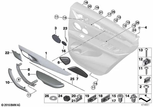 Verrouillage droit pour BMW F15, F85, F16, F86 (OEM 51418061502). BMW d'origine.