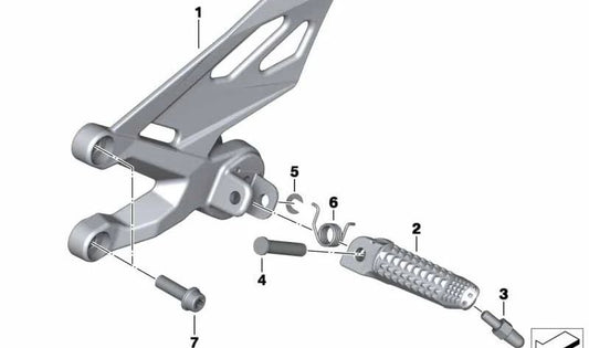 Descansa-pies derecho OEM 46718562398 para motos BMW S 1000 R (K47) 2016-2020. Original BMW Motorrad.