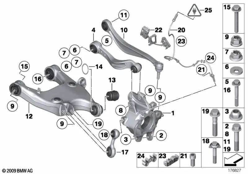 Tornillo de cabeza hexagonal para BMW Serie 5 F07, F10, F11, F18, Serie 6 F06, F12, F13, Serie 7 F01, F02, F04 (OEM 33326783031). Original BMW.