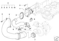 Tubo de admisión de aire OEM 13712248532 para BMW E46, E39, E38. Original BMW.