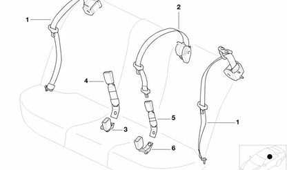 Cinturón de seguridad trasero izquierdo OEM 72118176519 para BMW E39. Original BMW.