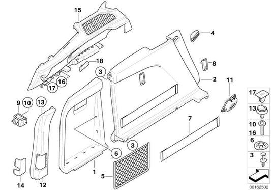 Right cover for BMW X5 E70 (OEM 51477254078). Original BMW