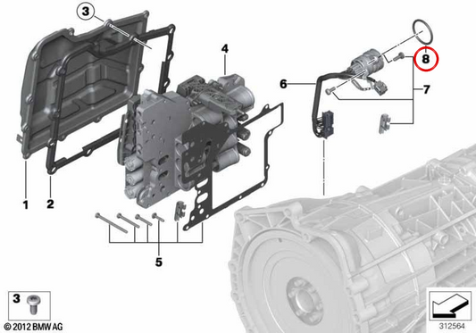 Junta tórica (O-Ring) OEM 28607849555 para BMW E82, E88, F87, E90, E92, E93, F80, F82, F83, F10, F06, F12, F13, E89. Original BMW.