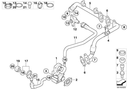 Abrazadera OEM 11717548418 para BMW E81, E82, E87, E88, E90, E91, E92, E93, E60, E61, F10, F11, E63, E64. Compatible con sistemas de admisión y gases. Original BMW.