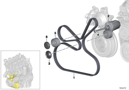Tensor de correa (mecánico) OEM 11287800334 para BMW E60, E61, F07, F10, F11, F01, F02, E83, E70, E71. Pieza original BMW.