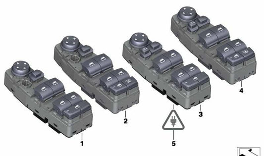 Módulo de control de interruptores para puerta OEM 61319241956 para BMW F07, F10, F11, F06. Original BMW.