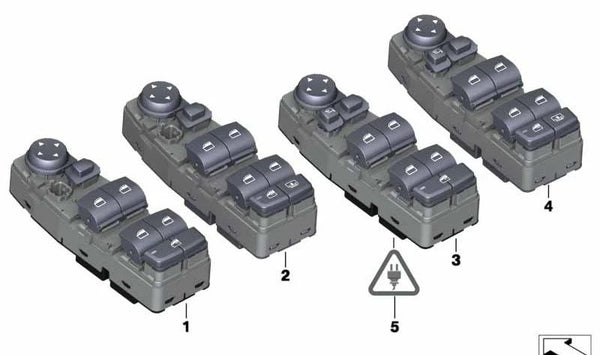 Módulo de control de interruptores para puerta OEM 61319241956 para BMW F07, F10, F11, F06. Original BMW.