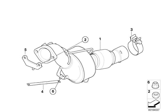 Suporte de Escape OEM 18207789884 para BMW E60 e E61. Compatível com versões 520D e 525D. BMW original.