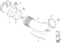 Contador de masas de aire OEM 13627501554 para BMW Serie 7 E65, E66 (735i, 745i, 745Li) motor N62. Original BMW.