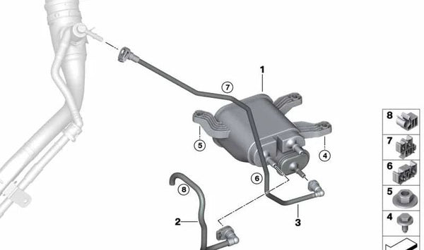 Tubo de ventilación del depósito de combustible OEM 16137404090 para BMW G01, F97, G02, F98. Original BMW.