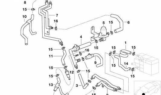 Tubo doble calefacción auxiliar OEM 64216900083 para BMW E39. Repuesto original BMW.