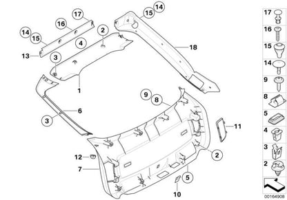 Guarnição da calha traseira esquerda para BMW X6 E71, E72 (OEM 51497190775). BMW originais.