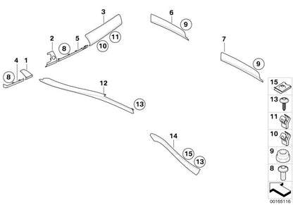 Tapa guantera puerta OEM 51459210994 para BMW X5 E70, X5 E70 LCI, X6 E71, X6 E72 Hybrid. Original BMW.