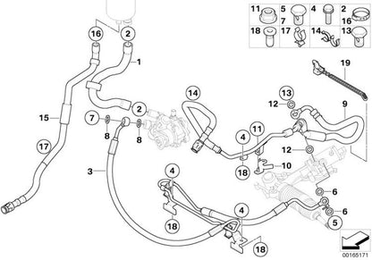 Tubería de aspiración OEM 32416850581 para BMW Serie 5 E60 LCI (04/2006 - 12/2009). Original BMW.