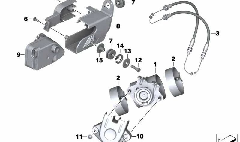 Carcaça da unidade de ajuste da válvula de escape OEM 18307716475 para motocicletas BMW R nineT, R 1200 GS, R 1200 GS Adventure, R 1200 RT, R 1200 R. Original BMW Motorrad.