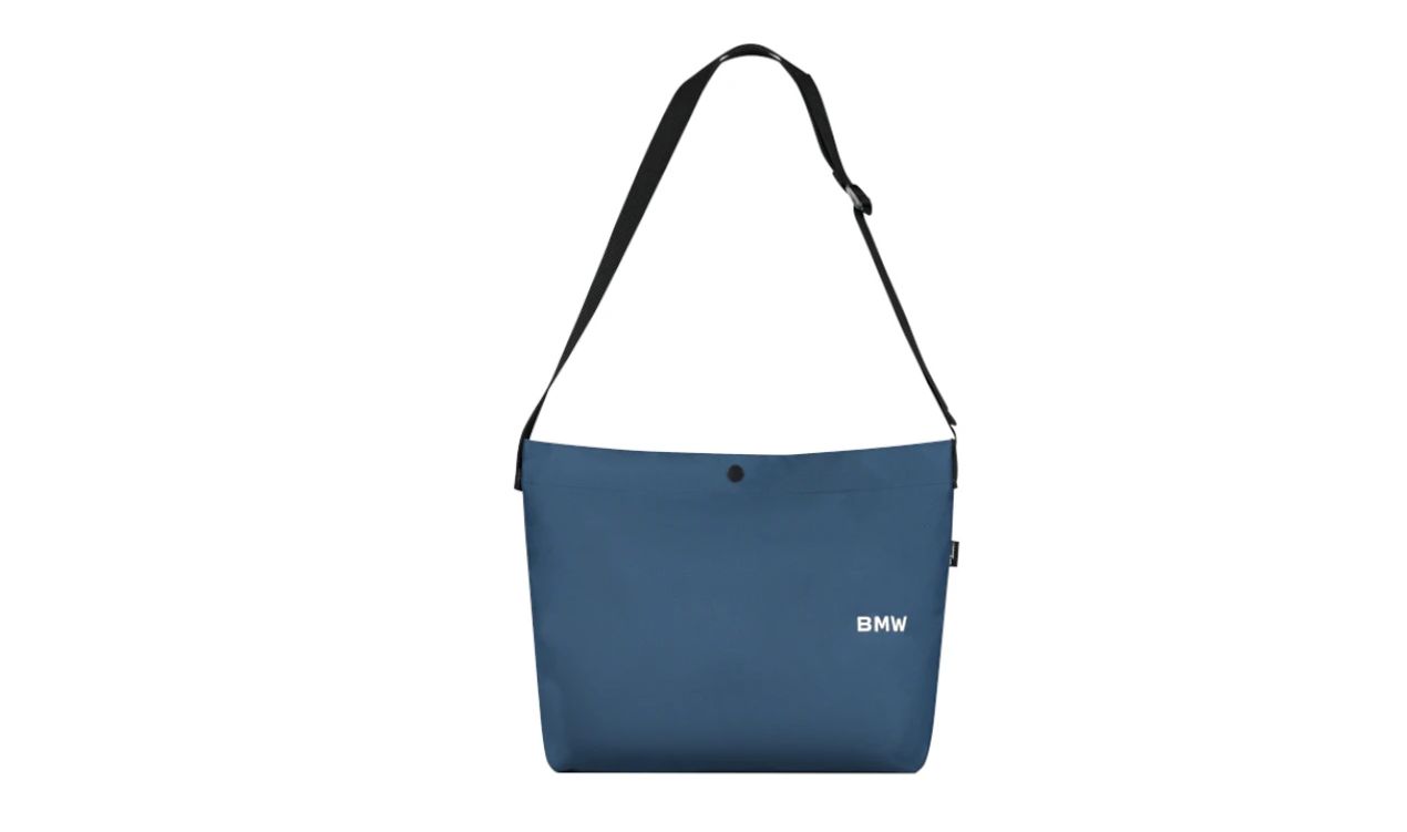 Borsa a tracolla blu con logo OEM 80225B70CE5 valida per BMW. BMW originale.