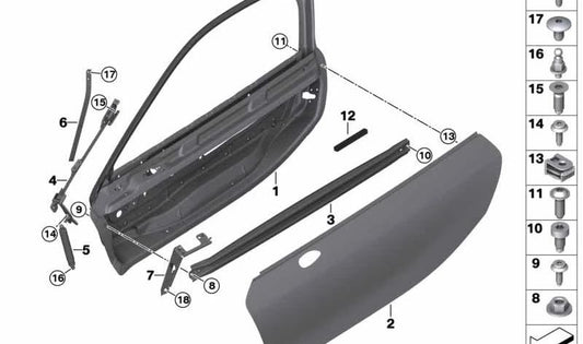 Bisagra puerta delantera derecha superior OEM 51007312702 para BMW i8 {I12}. Original BMW.