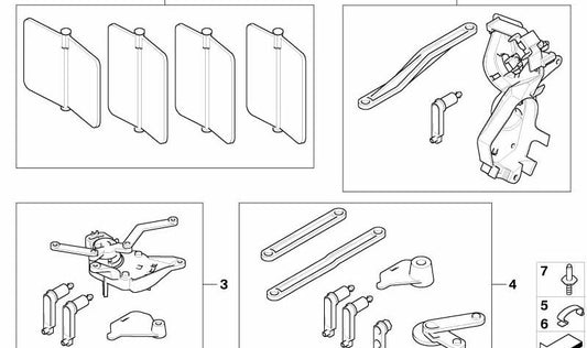 Game of small pieces and adjustment lever OEM 64116933907 for BMW E60, E61, E63, E64. Original BMW.
