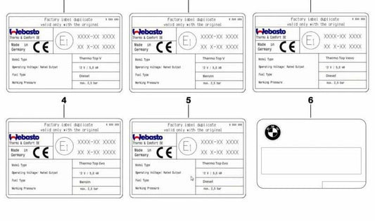 Plaque d'avertissement en double "diesel" OEM 71239356088 pour BMW F07, F10, F11, F06, F12, F13, F01, F02, E70, E71. BMW d'origine.