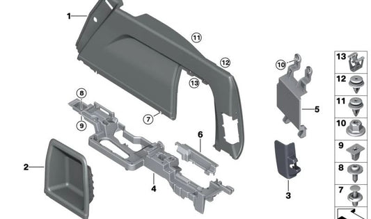 Capa de tela de privacidade direita para BMW X5 F95, G05, G18 (OEM 51477952056). BMW original