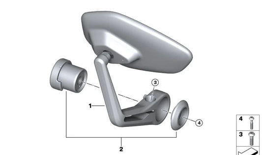 Kit de desacoplamiento de retrovisor OEM 51167107617 para BMW Motorrad: R1200GS, R1200GS Adventure, R1200R, R1200RT, HP2 Enduro, HP2 Megamoto, K1200GT, K1200R, K1200R Sport, K1200S, K1300GT, K1300R, K1300S. Original BMW Motorrad.
