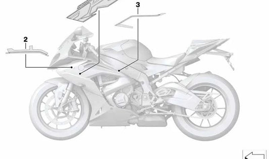 Embellecedor lateral trasero izquierdo OEM 51148528583 para BMW Motorrad S 1000 RR (K46) 2015-2018. Original BMW Motorrad.