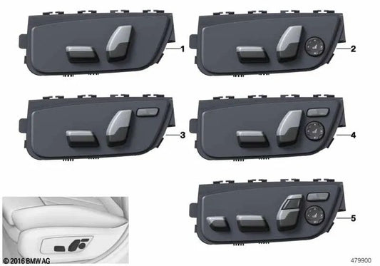 Linke Sitzeinstellung für BMW G30, G30N, G31, G31N, G38, G38N, G32, G32N, G11, G11N, G12, G12N (OEM 61319384517). Original BMW.