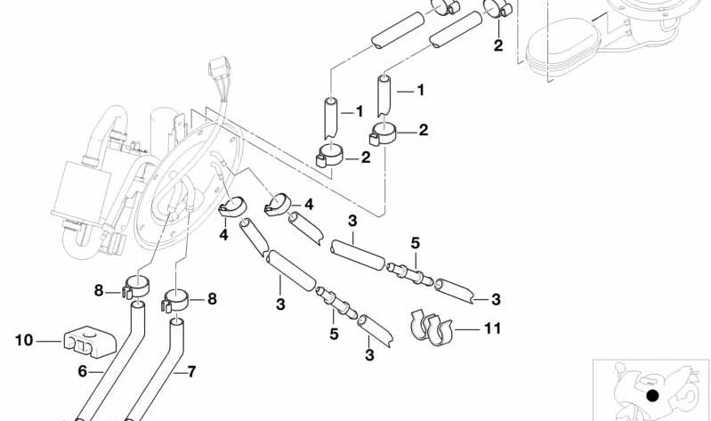 Tuyau de retour de carburant OEM 13537687245 pour motos BMW R1100S, R1100RS. BMW Motorrad d'origine.