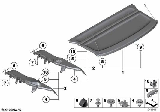 Right storage shelf bracket for BMW E84 (OEM 51462991852). Original BMW
