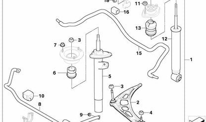 Barra estabilizadora delantera OEM 31351094542 para BMW E46, E85, E86. Original BMW.