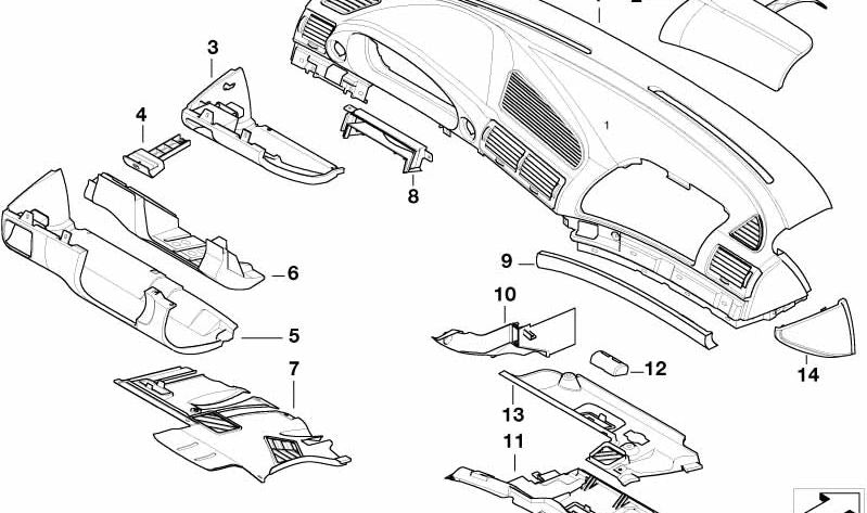 Cubierta del salpicadero para airbag OEM 51458243553 para BMW E38. Original BMW