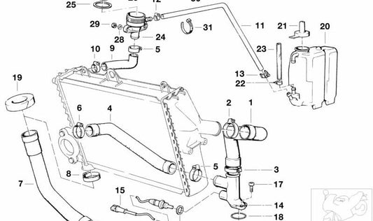 Conexión de agua OEM 11531460287 para motos BMW K100, K75, K75 RT. Original BMW Motorrad.