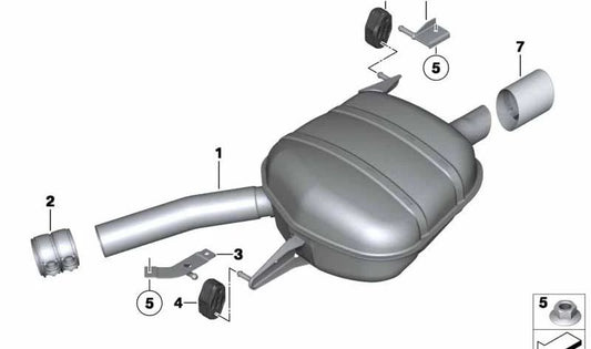 Silencioso trasero derecho OEM 18308510374 para BMW F06, F06N, F12, F12N, F13, F13N. Original BMW