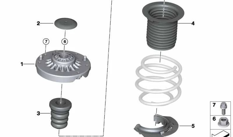 Tope de suspensión delantero OEM 31336852444 para BMW F45 (todos los modelos: 216d, 216i, 218d). Pieza original BMW.