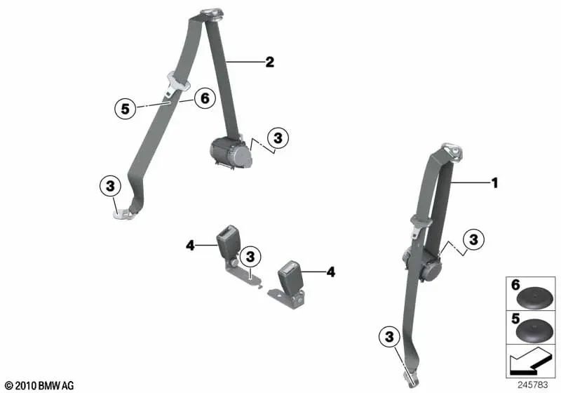 Rear right upper belt for BMW F12, F13 (OEM 72117226440). Original BMW
