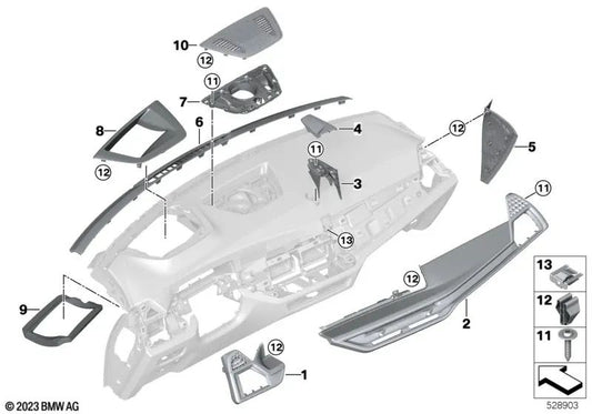 Center windshield heater cover for BMW F95N, G05N (OEM 51459875324). Original BMW