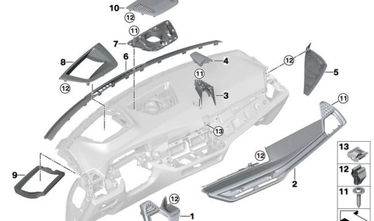Embellecedor salpicadero carbono OEM 51458088429 para BMW X5 F95N, G05N, X6 F96N, G06N, X7 G07N. Pieza original BMW.