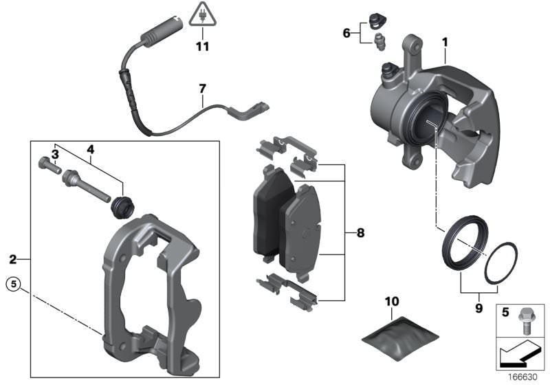 Soporte pinza freno trasero OEM 34216776380 para BMW E81, E87, E90, E92. Compatible con 118i, 120i y otros modelos. Repuesto original BMW.