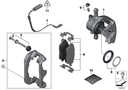 Soporte pinza freno trasero OEM 34216776380 para BMW E81, E87, E90, E92. Compatible con 118i, 120i y otros modelos. Repuesto original BMW.