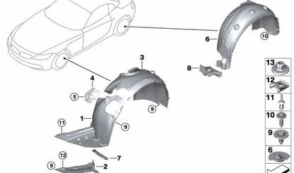 Deflector de aire trasero izquierdo OEM 51717209817 para BMW Z4 E89 sDrive18i, sDrive20i, sDrive23i. Original BMW.